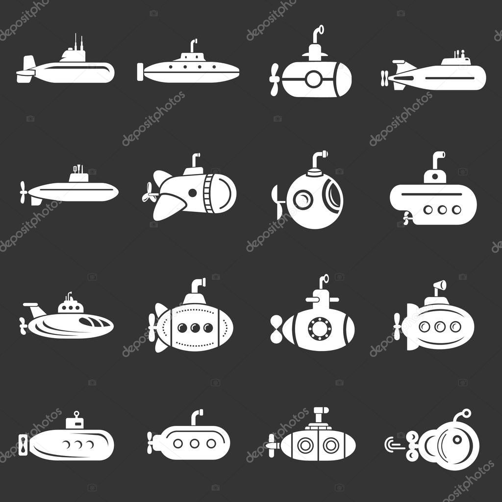 Submarine icons set grey vector