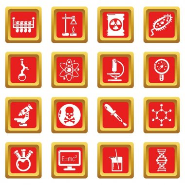 Kızıl Meydan vektör kimya laboratuvar Icons set