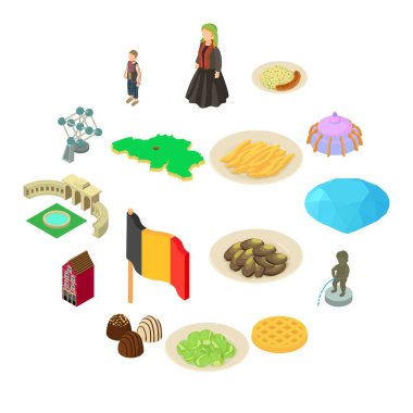 Almanya seyahat Icons set, izometrik stili