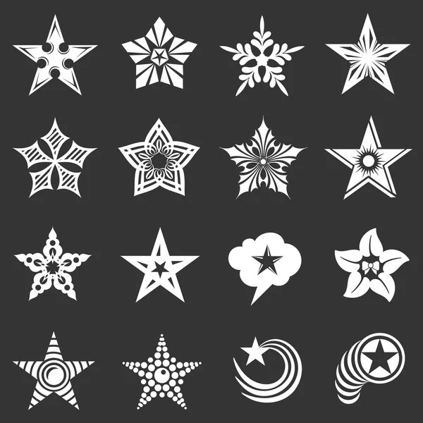 Iconos decorativos estrellas conjunto vector gris — Vector de stock