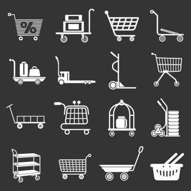 Sepeti türleri Icons set gri vektör