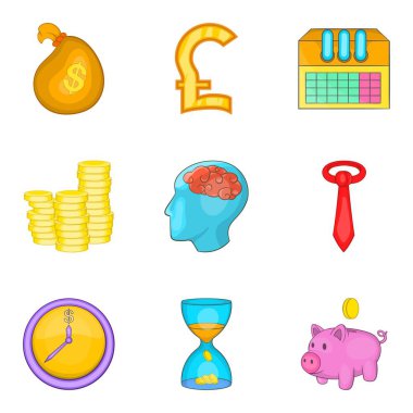 Değişiklik çanta Icons set, karikatür tarzı