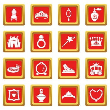 Kızıl Meydan vektör Prenses bebek Icons set