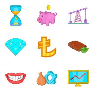 Ucuz para Icons set, karikatür tarzı