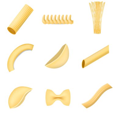 Makarna makarna spagetti mockup seti, gerçekçi