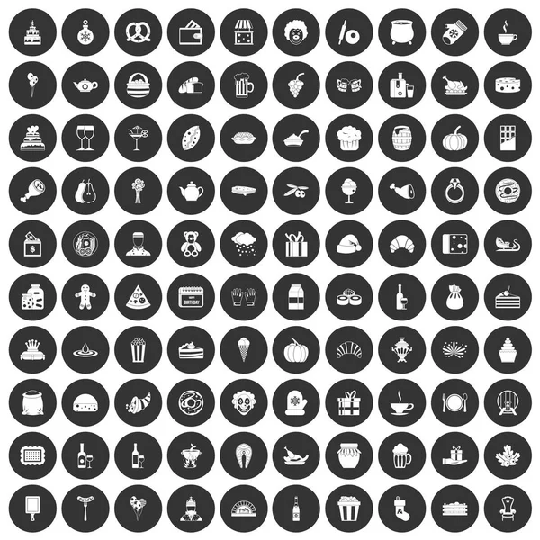 100 μπόνους εικονίδια που μαύρο κύκλο — Διανυσματικό Αρχείο