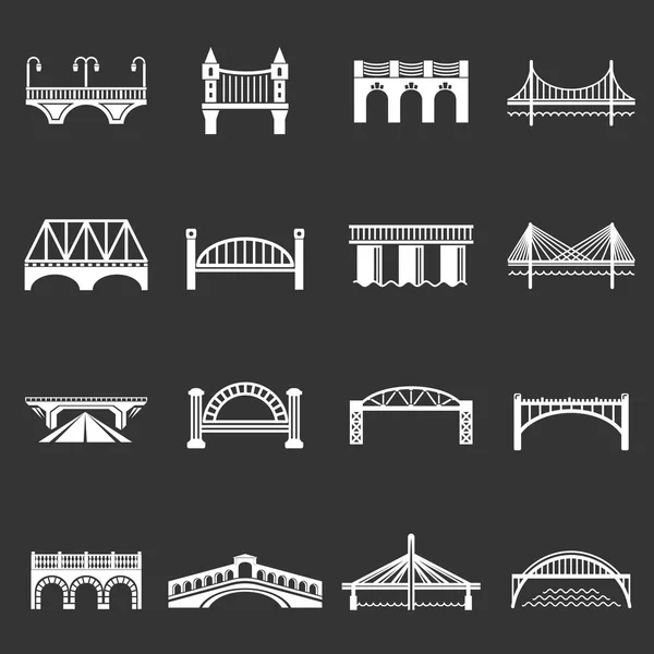 Puente iconos conjunto gris vector — Archivo Imágenes Vectoriales