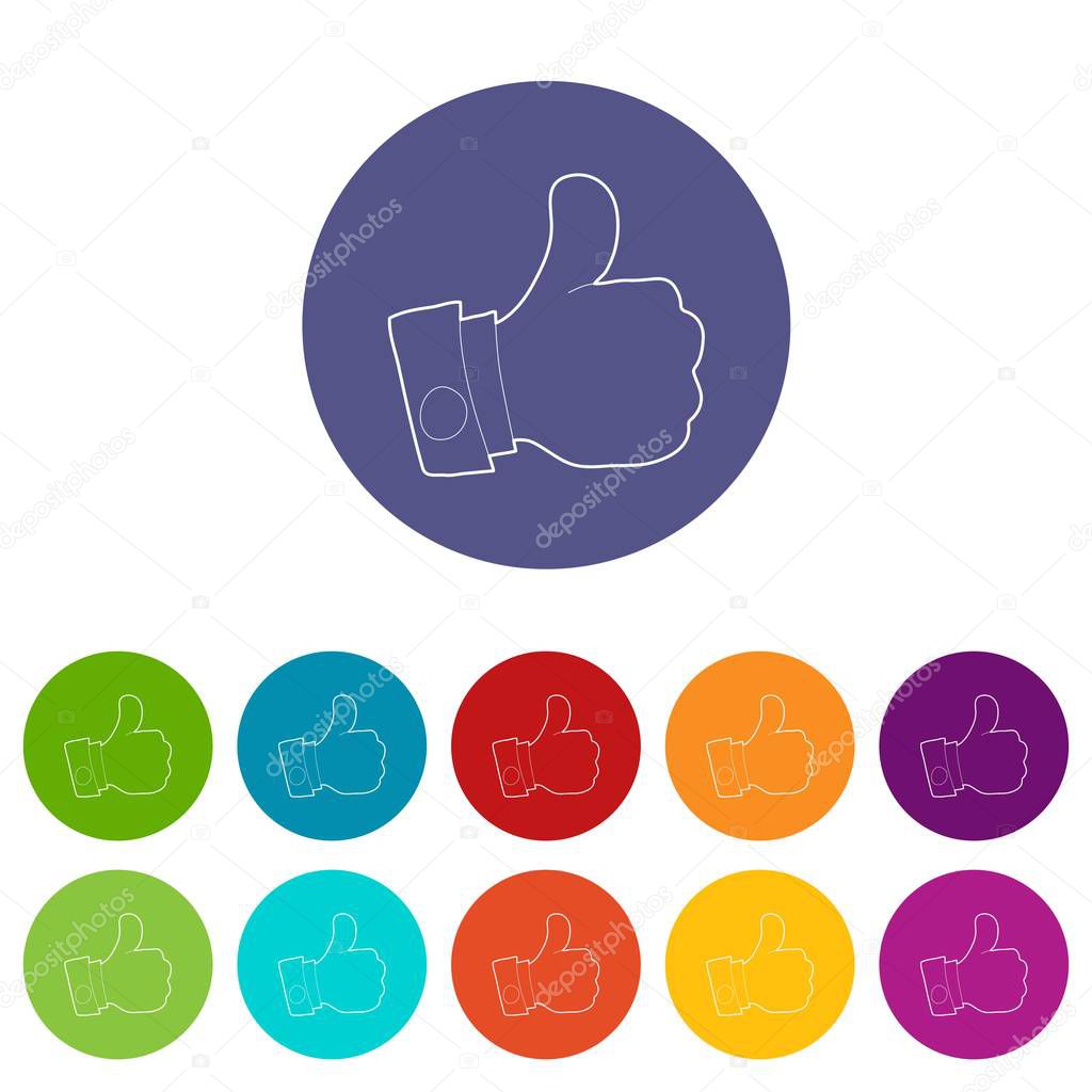 Thumbs up icons color set vector for any web design on white background
