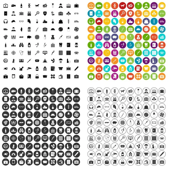 100 iconos caso conjunto variante vectorial — Vector de stock