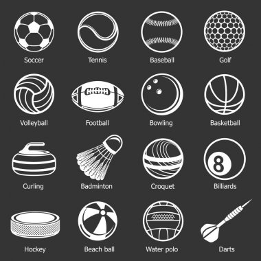 Gri vektör spor topları ekipman Icons set