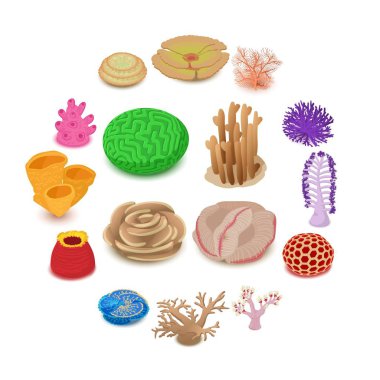 Mercan kayalığı Icons set, izometrik stili