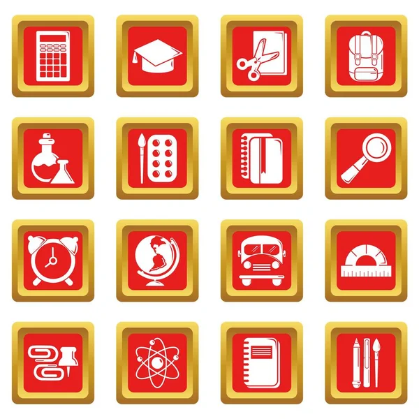 Kızıl Meydan vektör okul eğitim Icons set