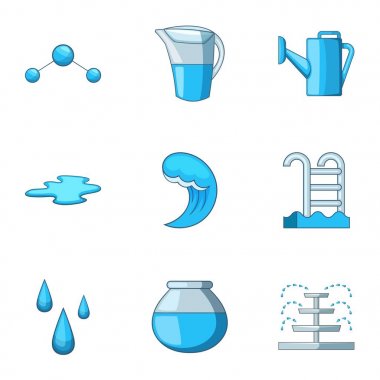 Su Icons set, karikatür tarzı