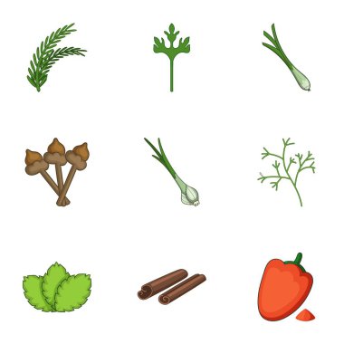 Orman yeşil Icons set, karikatür tarzı