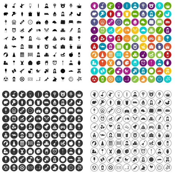 100 icônes de centre d'enfant ensemble variante vectorielle — Image vectorielle