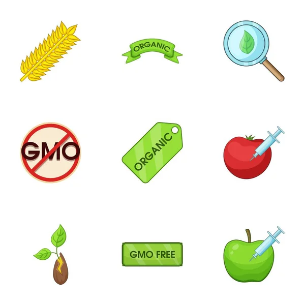 GMO icons set, cartoon style — Stock Vector