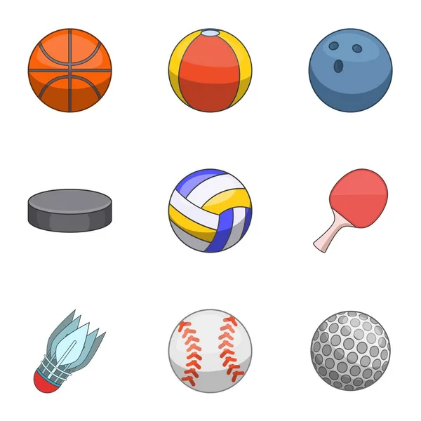 Conjunto de iconos de bola, estilo dibujos animados — Vector de stock