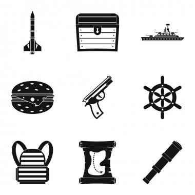 Yangın birim Icons set, basit tarzı