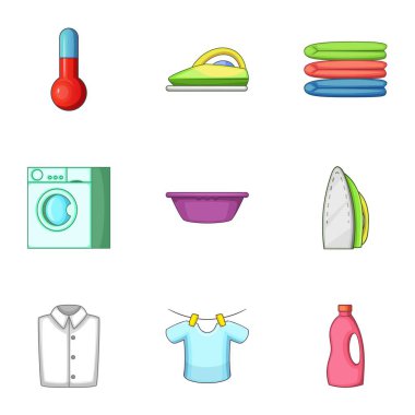 Çamaşırhane Icons set, karikatür tarzı