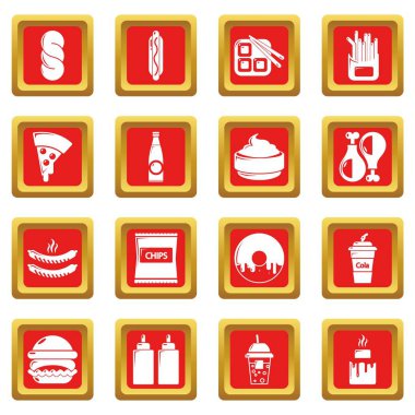 Kızıl Meydan vektör Fast food Icons set
