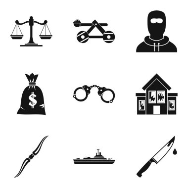 Askeri donanım Icons set, basit tarzı