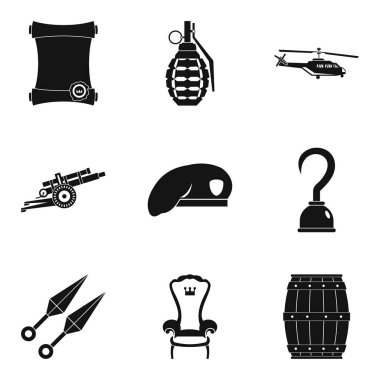 Silah aracı Icons set, basit tarzı