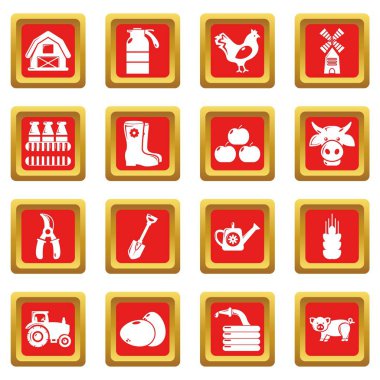 Kızıl Meydan vektör Çiftliği Tarım Icons set