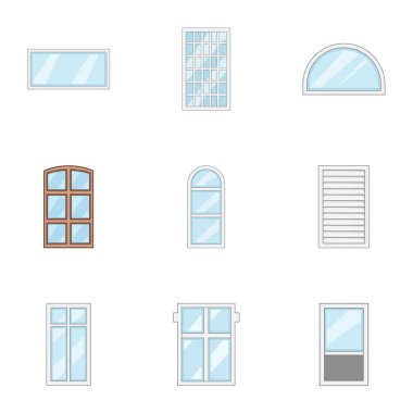 Pencere Icons set, karikatür tarzı