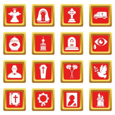 Kızıl Meydan vektör cenaze ritüel hizmet Icons set