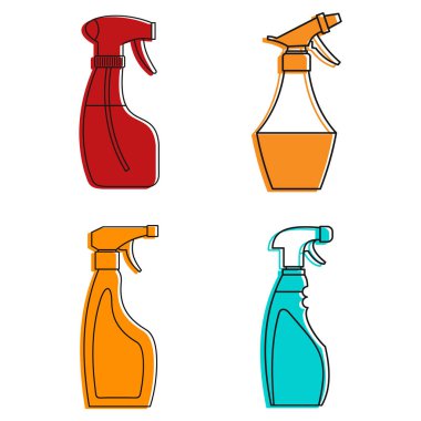 Sprey simge seti, renk anahat stili