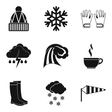 Hidrometeoroloji Icons set, basit tarzı