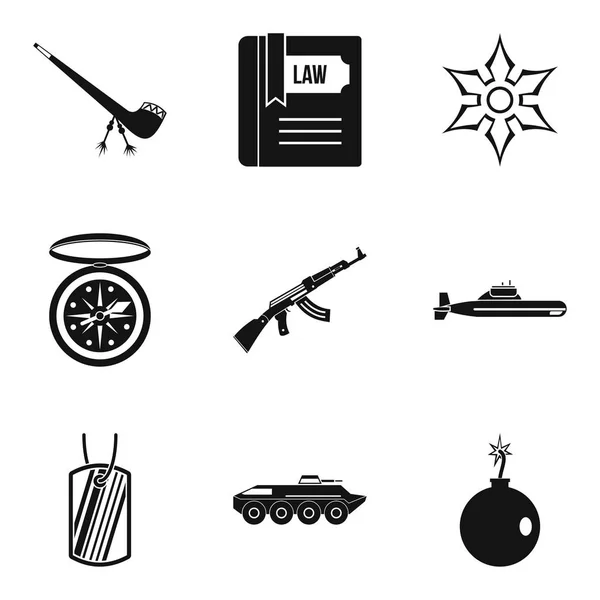 Ensemble d'icônes de munitions, style simple — Image vectorielle