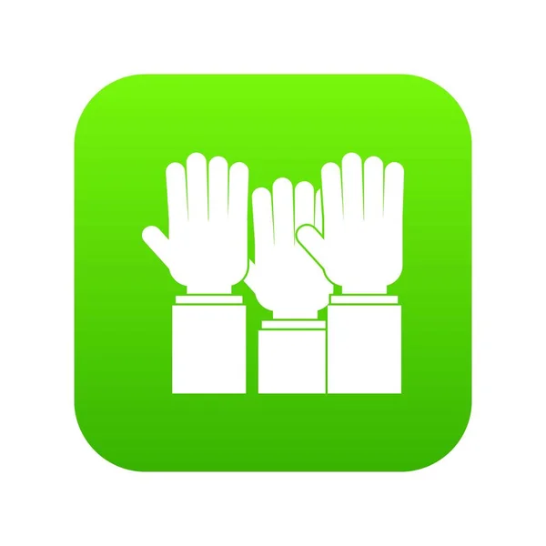 デジタル緑のアイコンを別の人挙手 — ストックベクタ