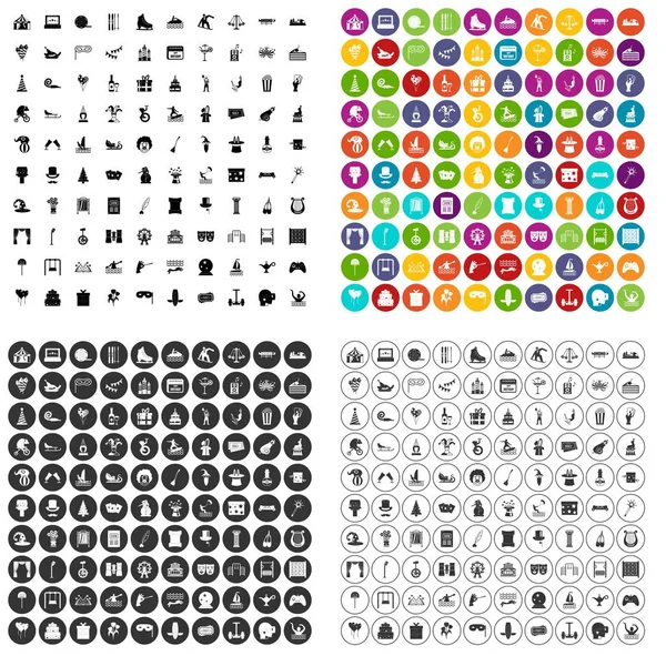 100 amusement icons set vector variant — Stock Vector