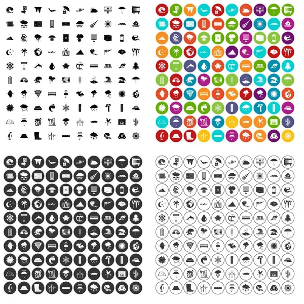 100 icônes climatiques ensemble variante vectorielle — Image vectorielle