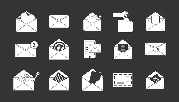 Mail pictogrammenset grijs vector — Stockvector