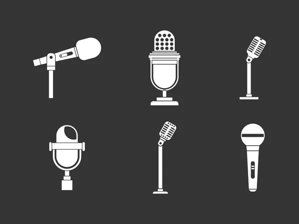 Microphone icon set grey vector — Stock Vector