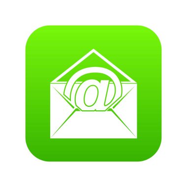 E-posta işareti simgesi dijital yeşil zarf