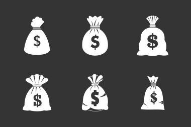 Gri vektör para çantası Icon set