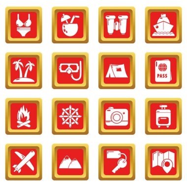 Kızıl Meydan vector Icons set yaz seyahat