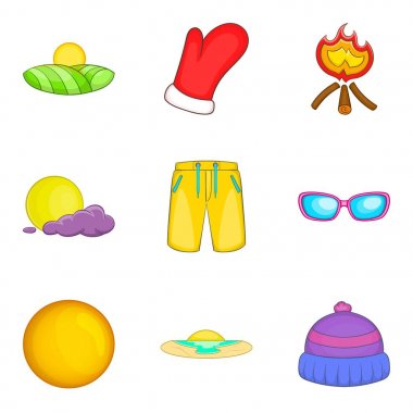 Rahat bir atmosfer Icons set, karikatür tarzı