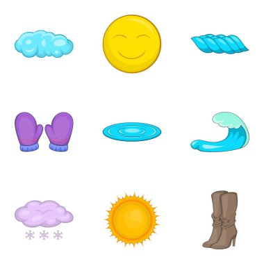 Ilıman iklimi Icons set, karikatür tarzı