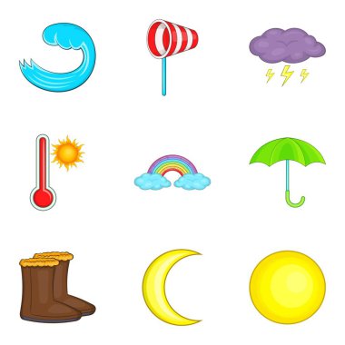 Ilımlı iklim Icons set, karikatür tarzı