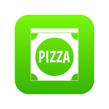 Pizza kutusu kapağı simgesi dijital yeşil