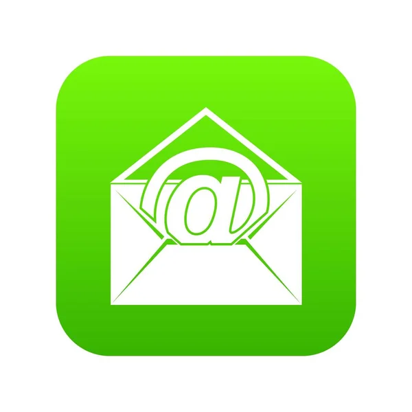 Envelope with email sign icon digital green — Stock Vector