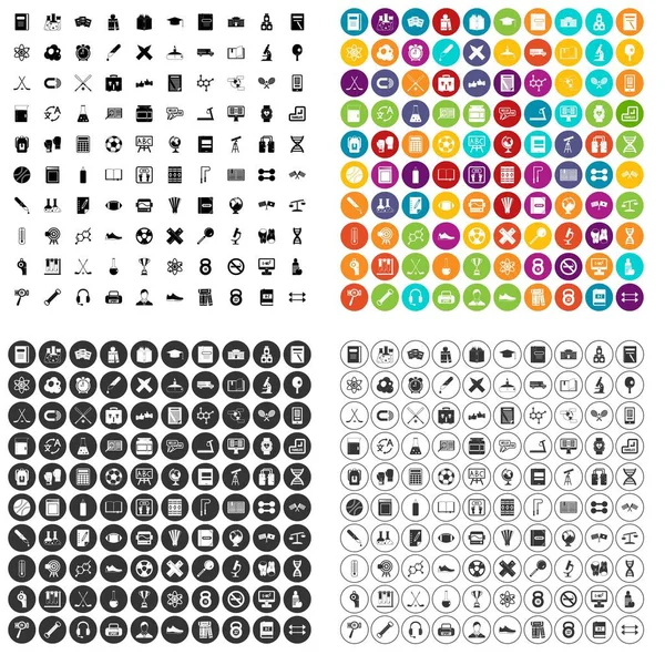 100 iconos universitarios conjunto variante vectorial — Vector de stock