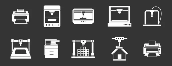 Druckersymbol setzt grauen Vektor — Stockvektor