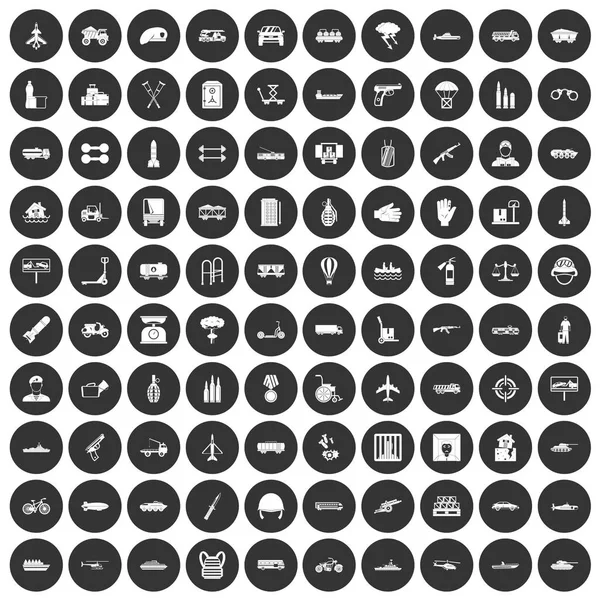 100 icônes de fardeau mis cercle noir — Image vectorielle