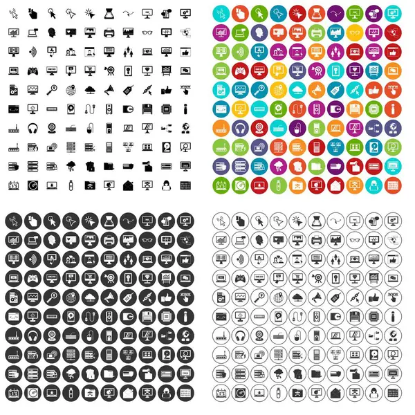 100 iconos de ordenador conjunto variante vectorial — Vector de stock