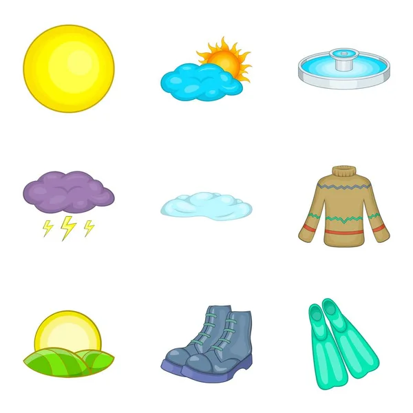 Set di icone dell'adattamento climatico, stile cartone animato — Vettoriale Stock